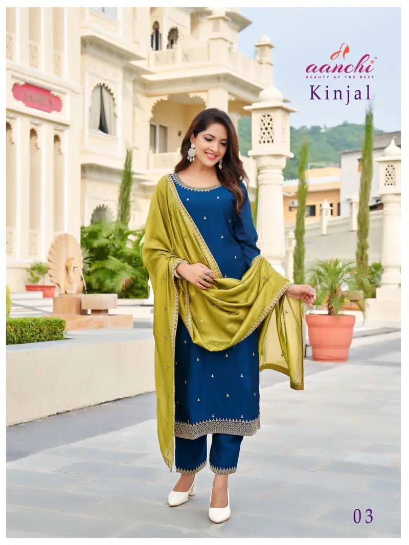 Kinjal By Aanchi Vichitra Silk Kurti With Bottom Dupatta Exporters In India